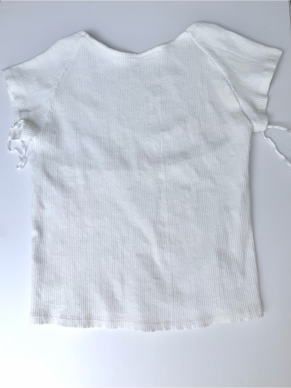 aerie White Ribbed Short Sleeve Top with Open Back